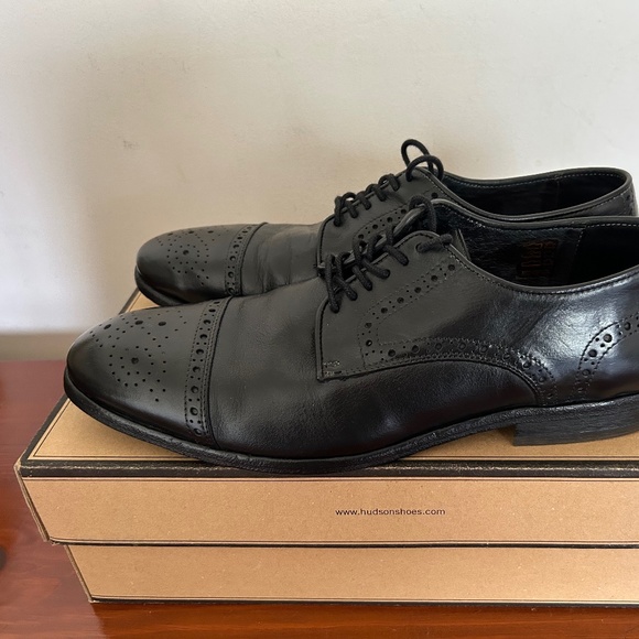 Pre-owned Men’s H by Hudson Black Davern Drum Dye Brogue Derby US 9/UK 8/ EU 42 main image 4